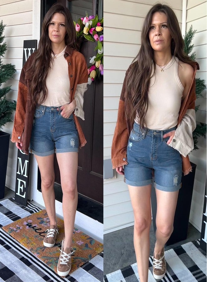 luvamia Flexclusive Women's Casual Ripped Denim Shorts High Rise Summer Destoryed Jeans Shorts Nashville Outfits for Women Light Blue Size Medium - Image 5